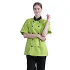 fashion breathable women chef uniform with short sleeve custom design restaurant uniform
