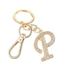 Vintage custom P alphabet keyring personalized wholesale gold Initial letter Keyfob chain unisex crystal rhinestones Keychain