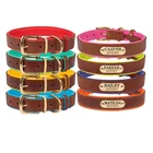 2019 Personalized Durable Engraved Leather Dog Collar with Name Plate