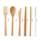 Eco-Friendly Customized Nature Bamboo travel Cutlery set with Cloth Bag