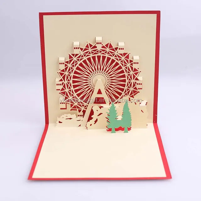 gift romantic ferris wheel shape greeting card paper crafts card
