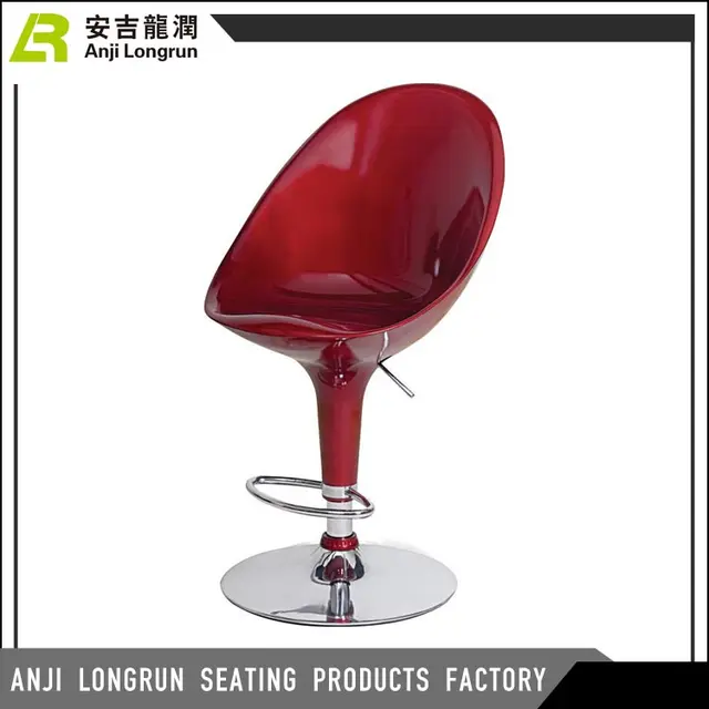 2018 new product red swivel abs back plastic bar stool with chromed base