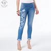 wholesale bulk woman pant painted womens washed blank blue skinny breathable jeans with OEM service