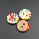 Bulk sale round multicolor pattern painted wood button
