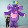 Hot!! Adults purple elephant mascot costume for circus party