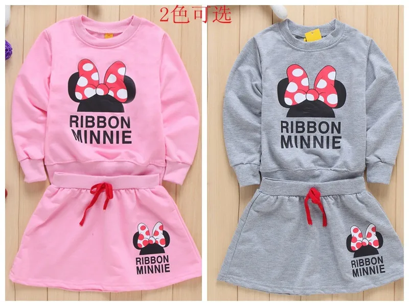 minnie kids clothes girls clothing sets baby girl cartoon t-shirt+ skirt 2pcs set ropa mujer ensemble fille meisjes kleding