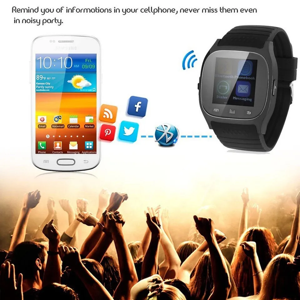 Waterproof Smartwatch M26 Bluetooth Smart Watch With LED Alitmeter Music Player Pedometer For Apple IOS Android Smart Phone