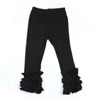 New arrival high quality black baby girls ruffle pants custom kids printed baby leggings