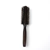 High quality rotating natural boar bristle hairbrush custom logo wood round hair brush