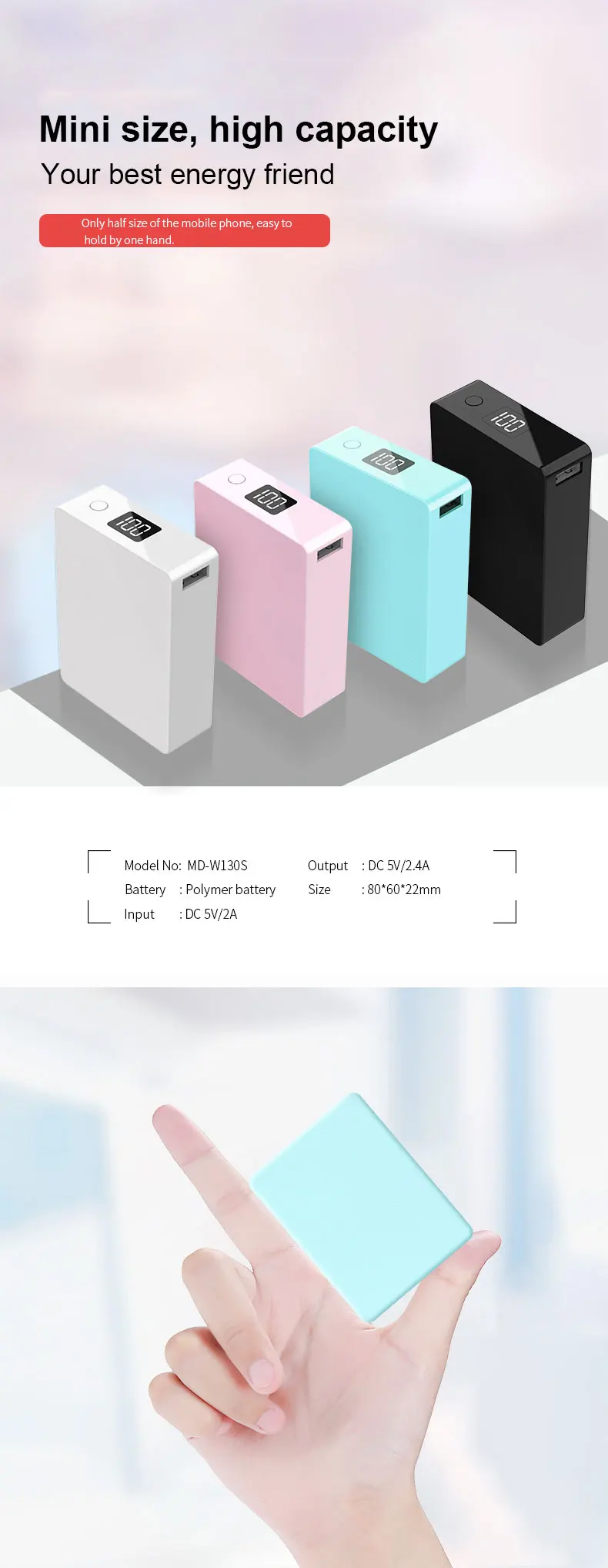 Power bank 1000mah Mobile Power Bank 2.4A Fast Charge Phone Charger - ANKUX.COM
