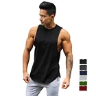 Custom Manufacturer Black 100 Cotton Gym Fitness Bodybuilding Men Print Muscle Drop Armhole Workout Tank Top