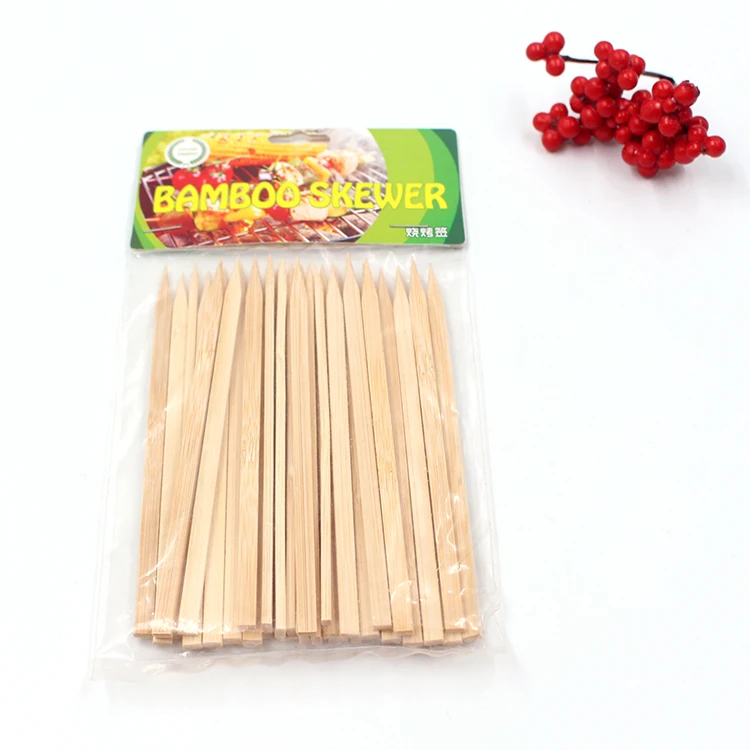 Royal 7" Natural Color Satay And Vegetables Bamboo Sticks Flat Wooden Skewers For Grilling