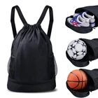 Cheap price black waterproof drawstring footall soccer basketball backpack bag recyclable sports gym shoe bag