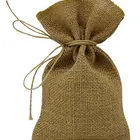 Natural Burlap drawstring Bags jute Pouches for Jewelry, Gift Bag