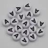 Loose Charms White Single Greek Letter Beads 4*7MM Black Alphabet Spacer Beads 500g/opp bag