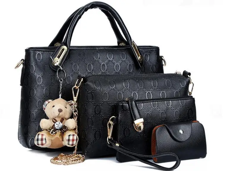 6 colors Women fashion handbag Get four bags fashion design genuine leather handbag shoulder Zipper Designer Brand New 2015