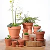 Orange color plain finishs small bulk flower pots / plant pots terracotta bonsai pot with saucer
