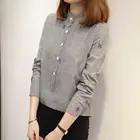 ladies stripe long sleeve pullover stand collar dress shirt
