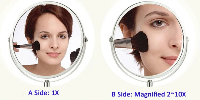 8.5 Inch Metal Round Double Sided Adjustable Bathroom Mirror