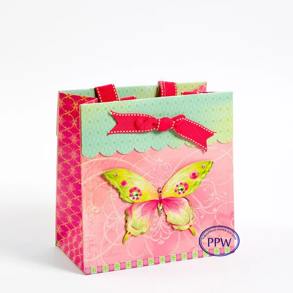 3d design popular and high quality custom paper bag with glitter
