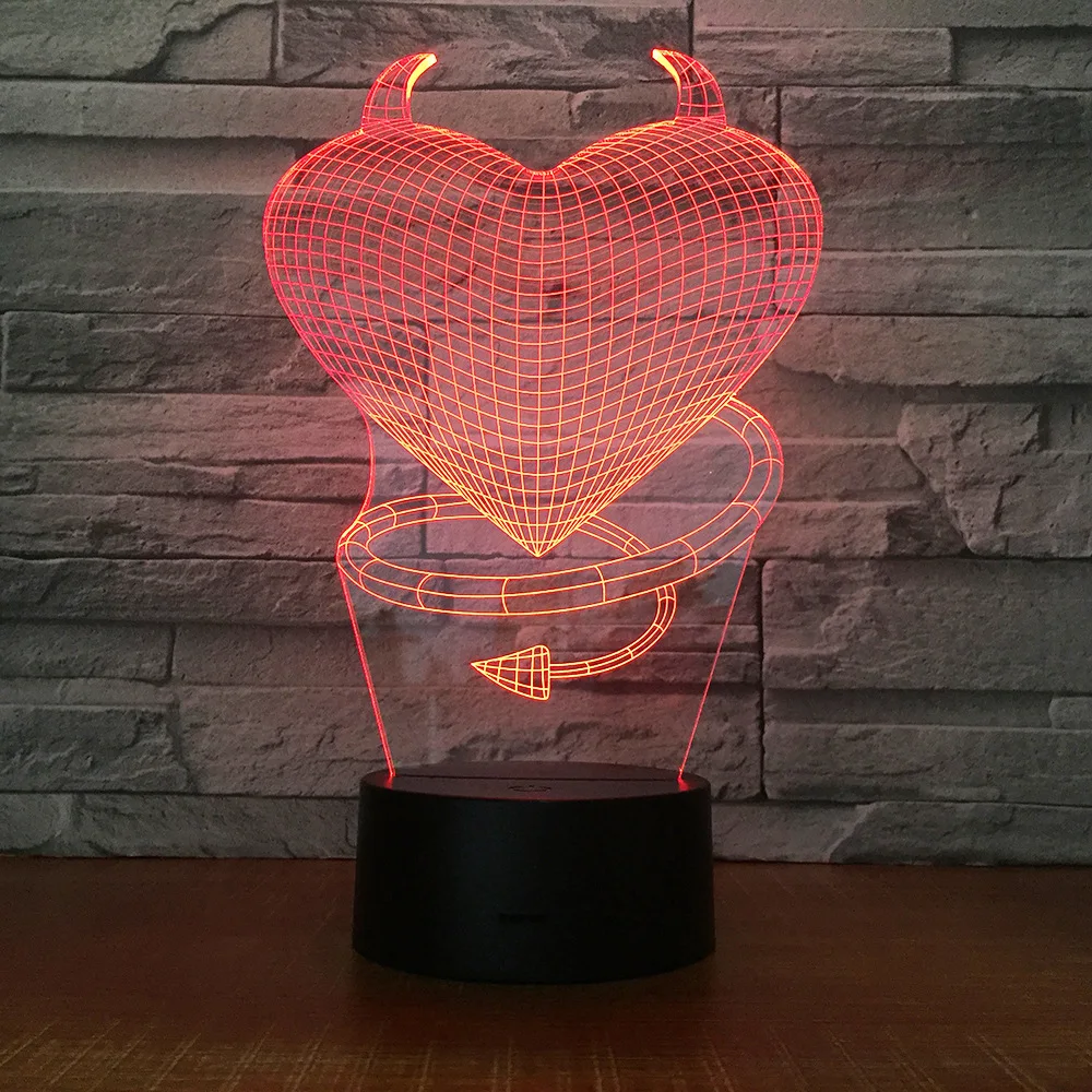 sweet lover heart 3d led usb lamp romantic decorative colorful