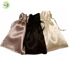 Custom Printed Small Silk Drawstring Bags Gold Satin Pouch