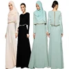 Modest fashion dubai fancy zipper islamic clothing designs 2017 dubai 2 pieces abaya