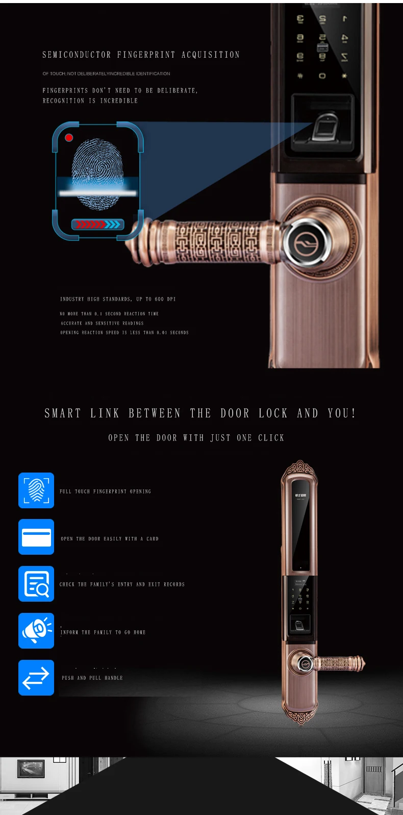 Strong mortise auto wood zigbee wireless card reader door lock for Netherlands - ANKUX.COM