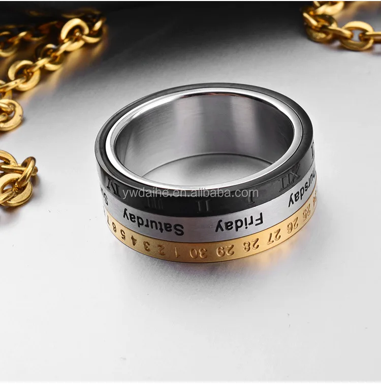 cz stone inlaid pure titanium adjustable ring jewelry for men