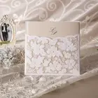 White Lace Wedding Invitation Card Wedding Invitation Pocket Elegant Wedding Invitation W1101