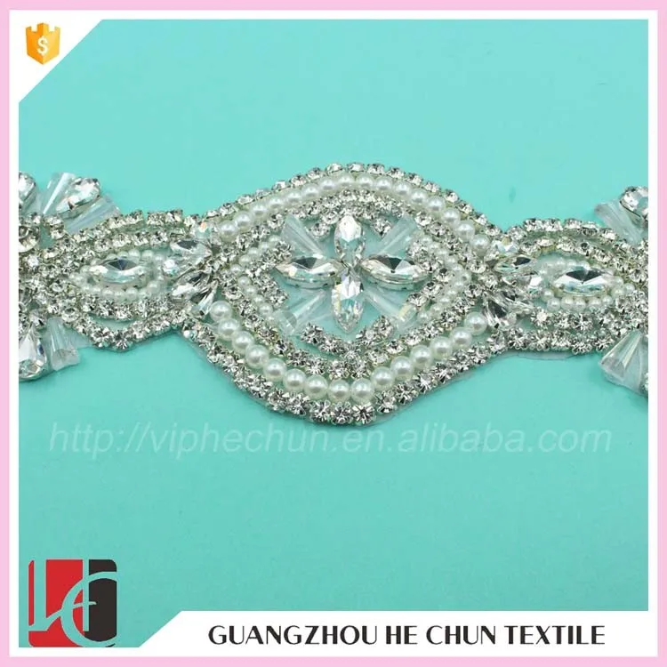HC-3444 Hechun Hot Fix Crystal Applique Patch for Banquet Dresses