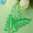 Novelty Christmas gift Unique green Christmas Tree shaped Metal Paper Clips