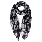 2019 New white owl and leaf pattern women black shawl scarf