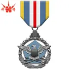 Personalized Antique Silver Military Medal With Ribbon Medallion