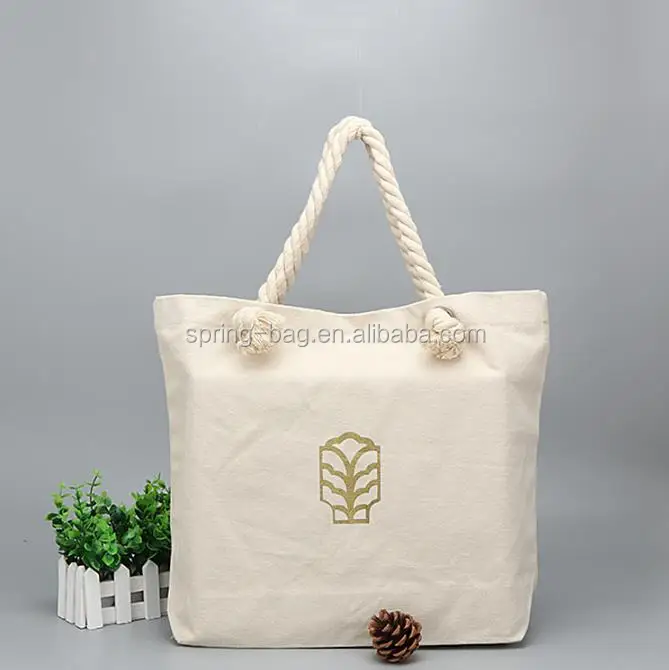 full cotton canvas bag green hemp string handbag, shopping gift