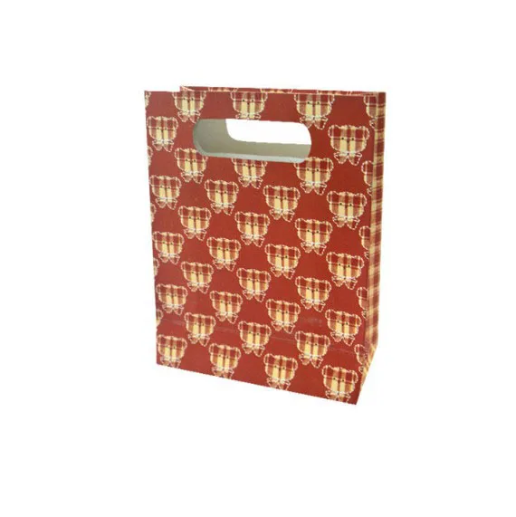 lovely candy bag, die cut handle paper bag, handle less paper
