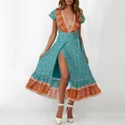Clothes factory 100% rayon summer floral print dress for woman