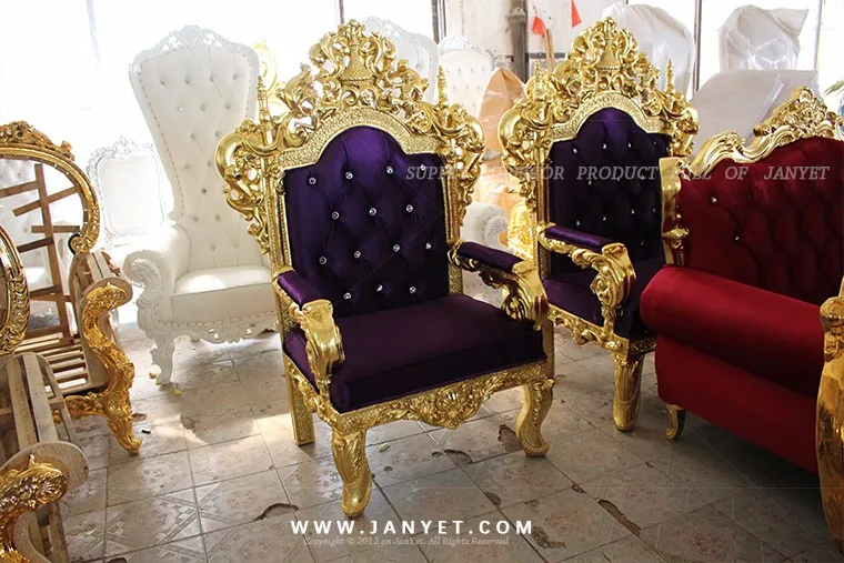 Hot Luxury gold king lion chair for hotel