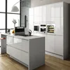 High gloss warm white mdf lacquer finish slab door kitchen cabinet