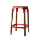 plastic wooden legs modern design high chair bar stool