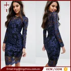 Long Sleeve Lace Mini Bodycon Dress With Contrast Lining