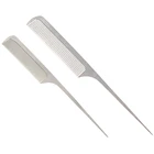 Silver Stainless steel hairdressing wholesale salon barber hair cutting comb metal tail comb