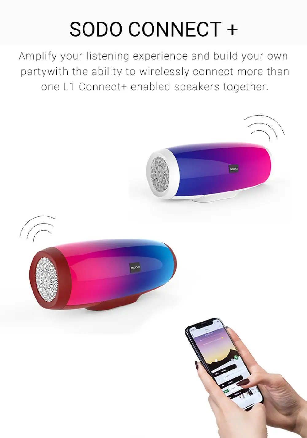 SODO Wireless Bluetooth Portable Speaker with HD Sound and Bass Bulit-in mic Handsfree Calling BT Speaker(RED) LED L1 - ANKUX.COM