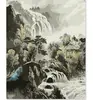 Scenic mountain weather Chinese digital painting 17*19in own majestic ink coloring new desktop ornaments handmade gift