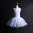 white sequin tutu skirt shiny stage costume lovely girl ballet skirt sleeveless dance wear