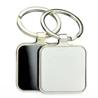 Custom cheap metal blank laser engraving square keychain with box