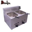 Small Table Top Lpg Double Tornado Potato Countertop Gas Deep Fryer Commercial Temperature Control