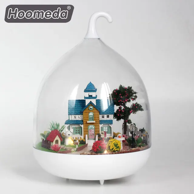 diy gifts promotions wooden doll house handmade kit glass ball