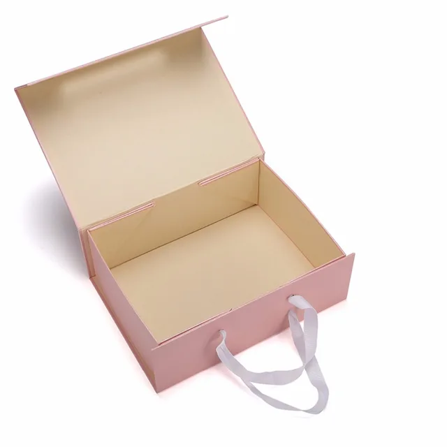 rigid book shape foldable gift box with magnetic closure hinged