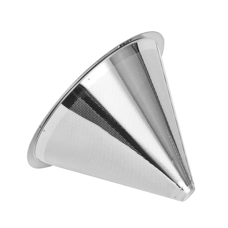 New Stainless Steel Coffee Filter Baskets Reusable Cone Shape Coffee Dripper Mesh Strainer Pour Over Coffee Maker Coffeewares (5)